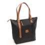 Medium Shopping BAG Borsa con Zip Colore Nero Tabacco da Donna 30x26x16 cm
